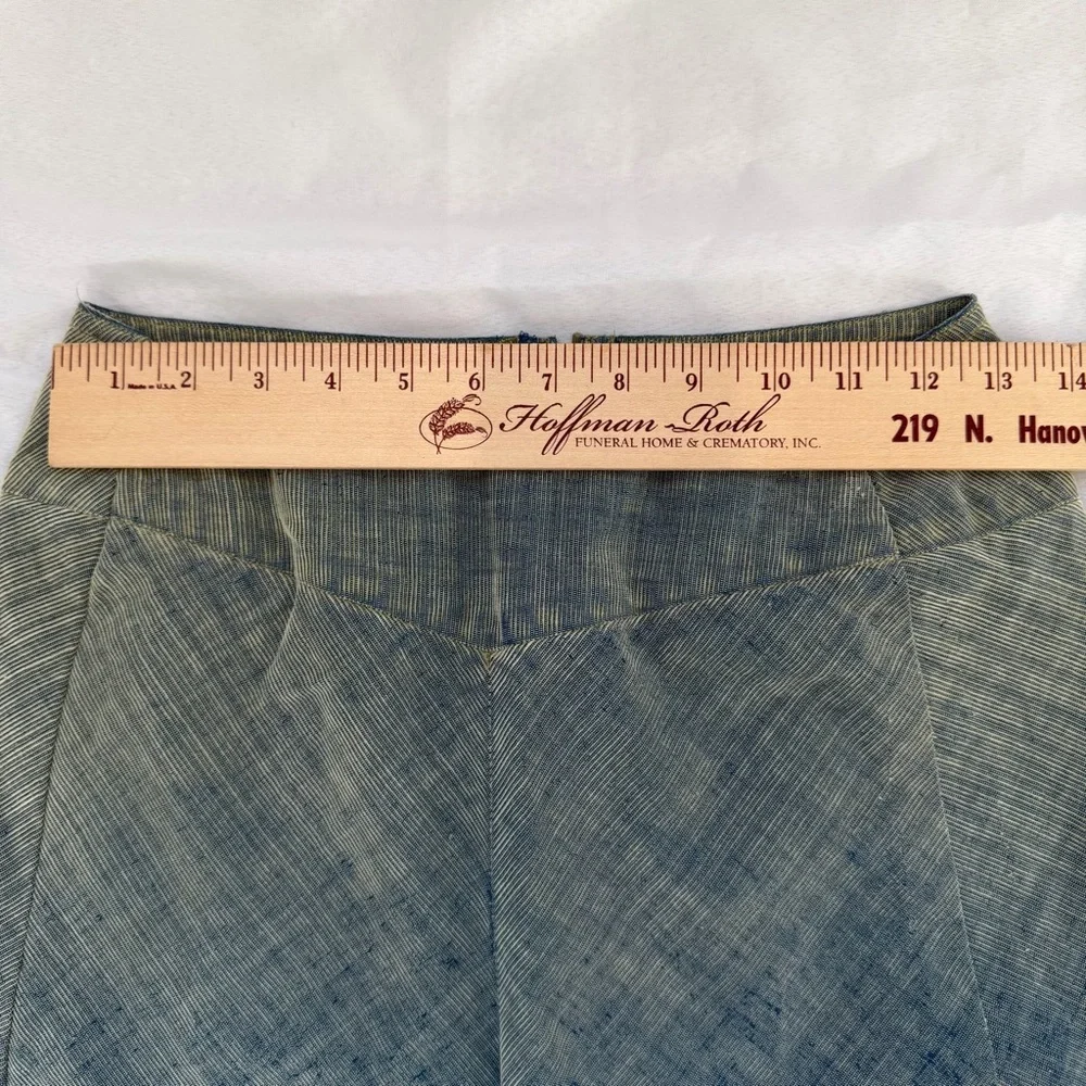 Vintage Talbots Blue Herringbone Midi A-Line Skirt Fringe Hem 12